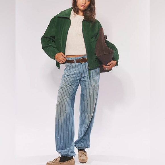 NWT Free People We The Free Desert Moon Suede Jacket in Green Grove - Picture 3 of 10